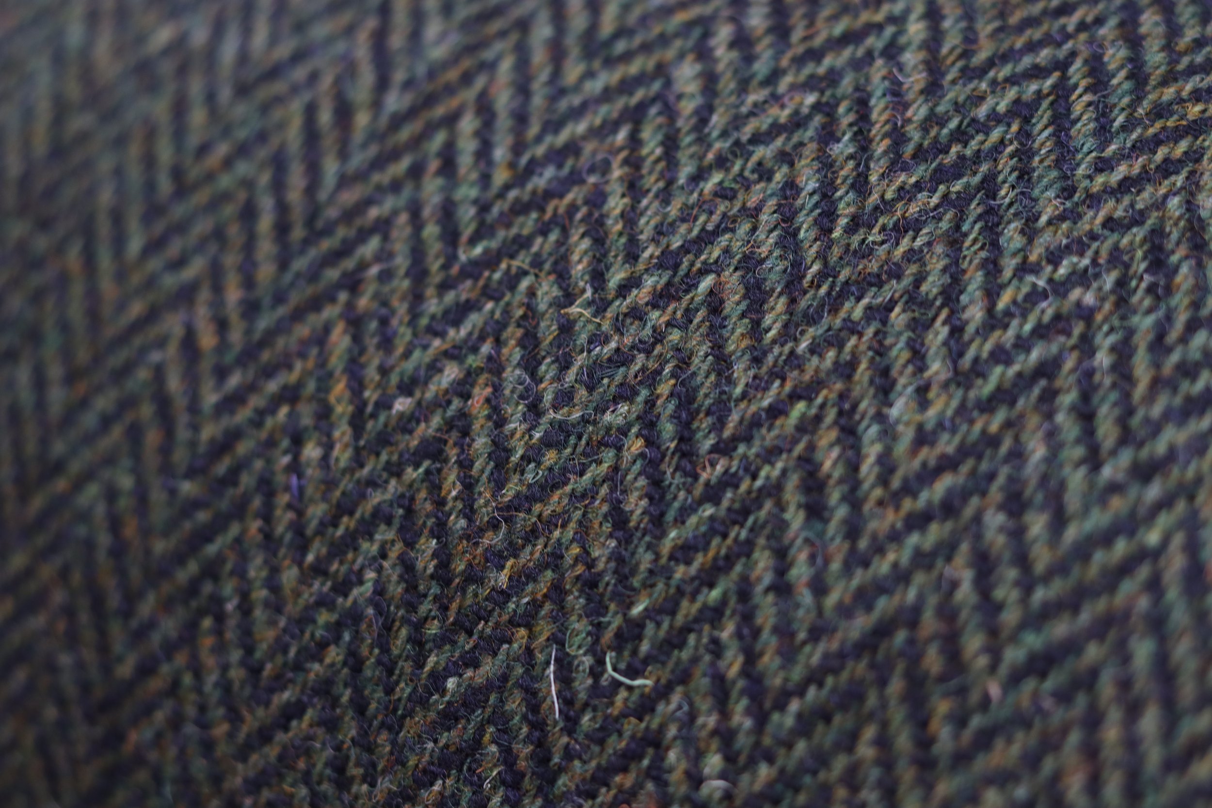 C022M - green and black herringbone — Harris Tweed by Kenneth